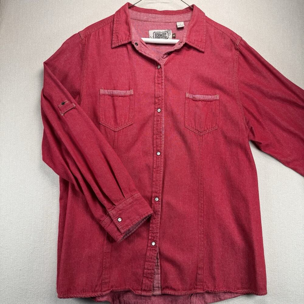 Schmidt Workwear Cotton Shirt 1X Red Woman's Long Sleeve Vintage Ranch Outdoor